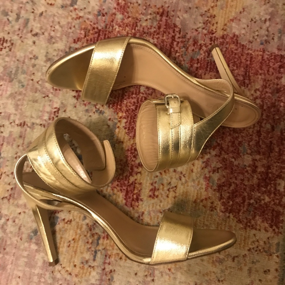 J Crew Metallic leather ankle-cuff sandals